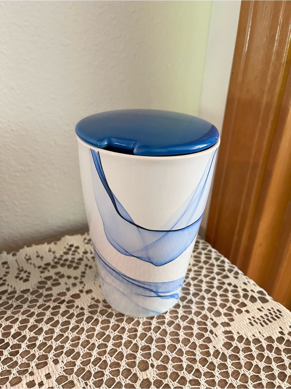 Teavana Blue Swirl Ceramic Canister with Lid